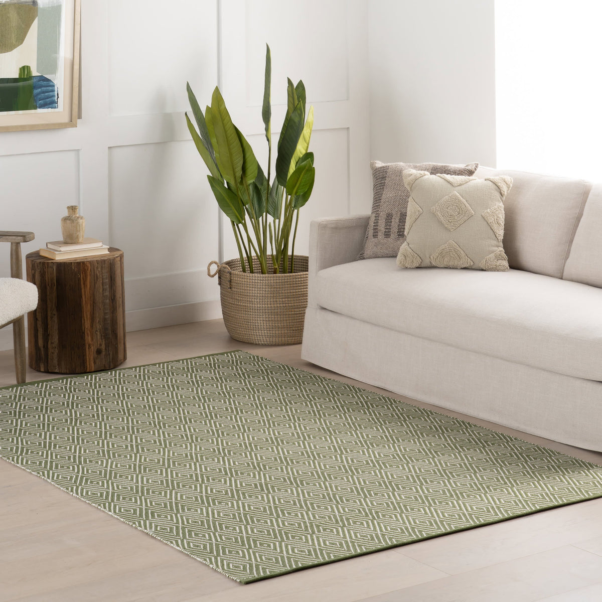 Diamond Indoor/Outdoor Rug, Sage, detail - Starboard Lane