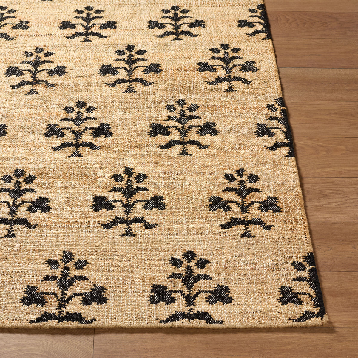 Fiorina Handwoven Jute Rug - Charcoal, detail - Starboard Lane