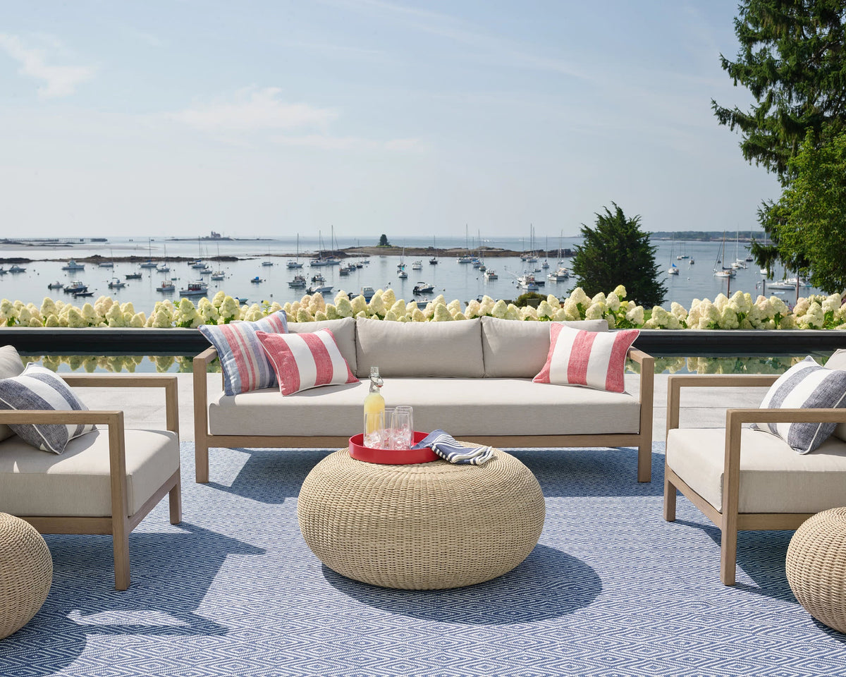 Diamond Indoor/Outdoor Rug, Denim/White, detail - Starboard Lane