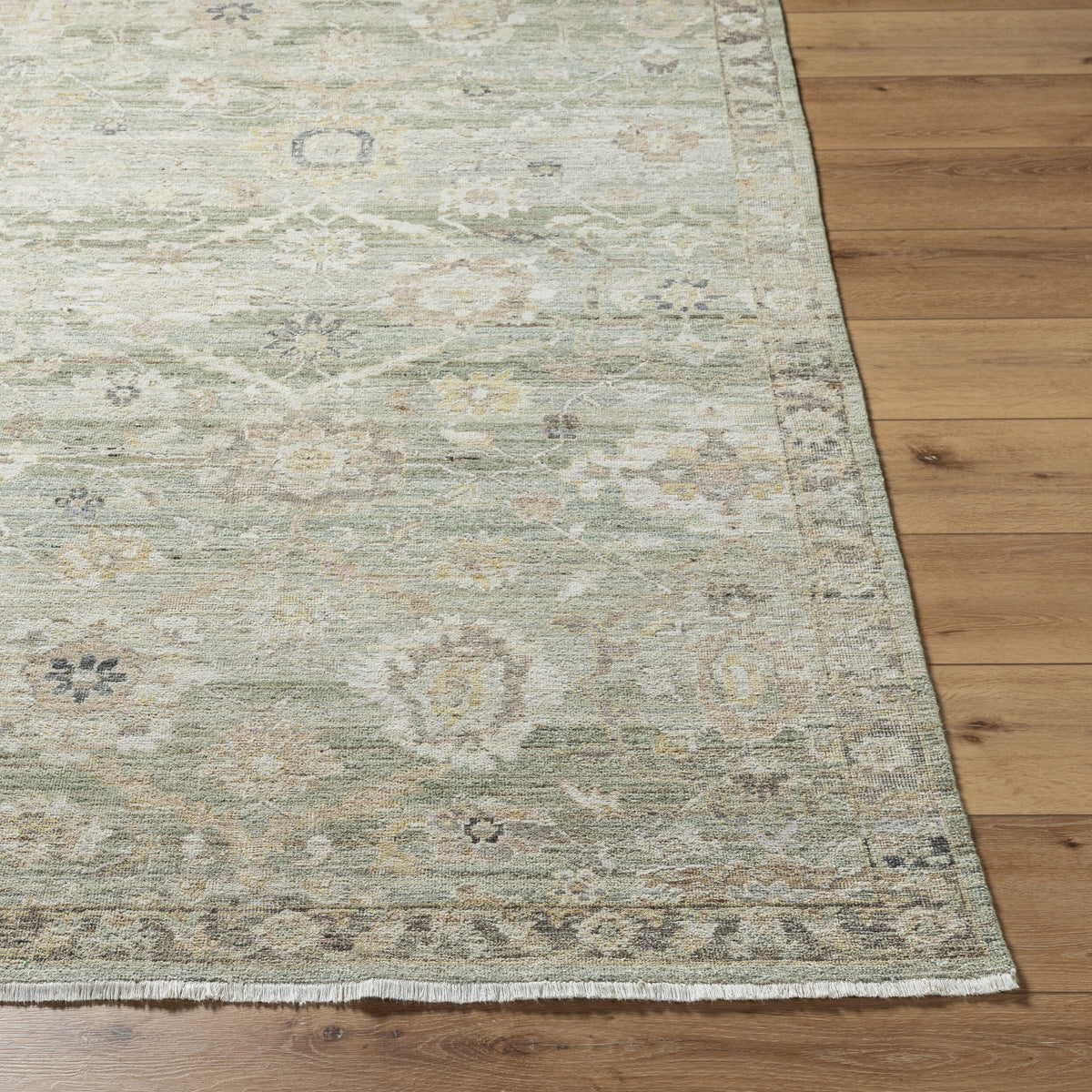 Khorasan Hand-Knotted Wool Rug - Sage, detail - Starboard Lane