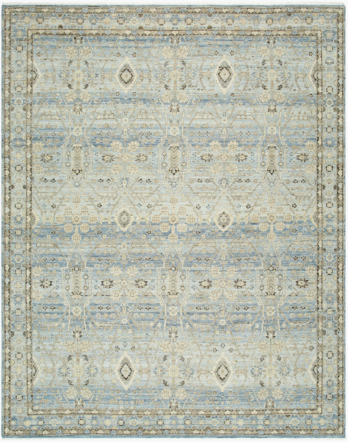 Khorasan Hand-Knotted Wool Rug - Sky Blue - Starboard Lane