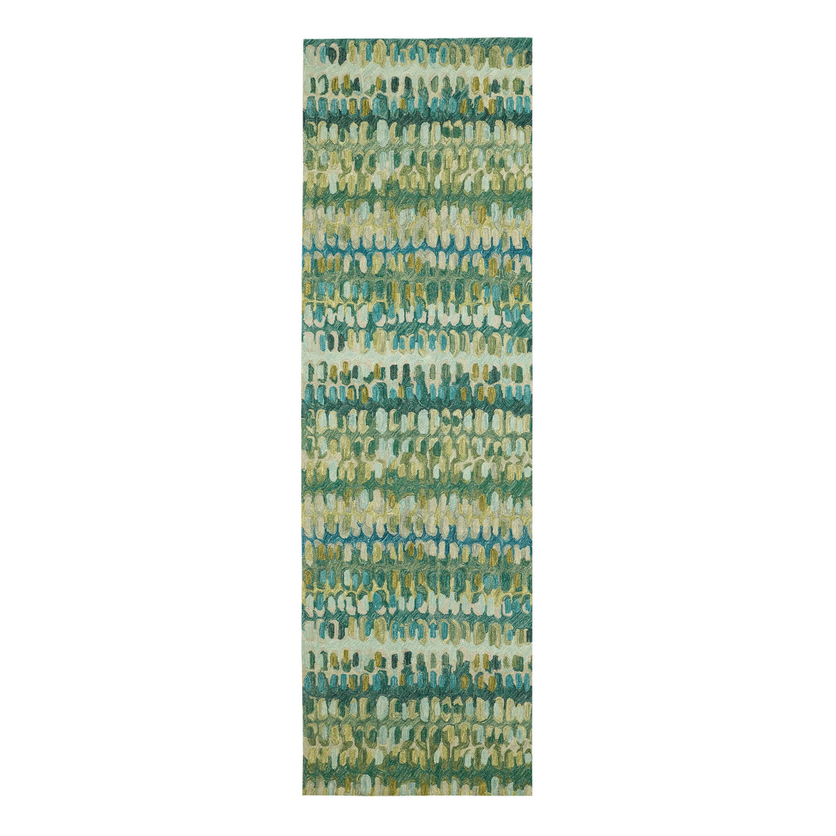 Paint Chip Hooked Wool Rug, Moss, styled in a room - Starboard Lane