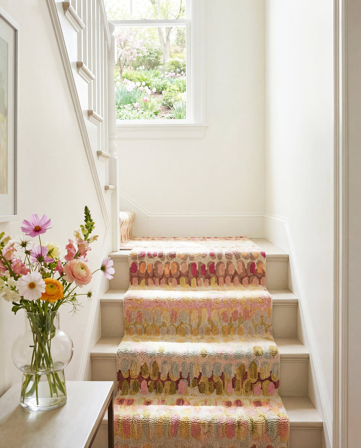 Paint Chip Hooked Wool Rug, Pastel, styled in a room - Starboard Lane