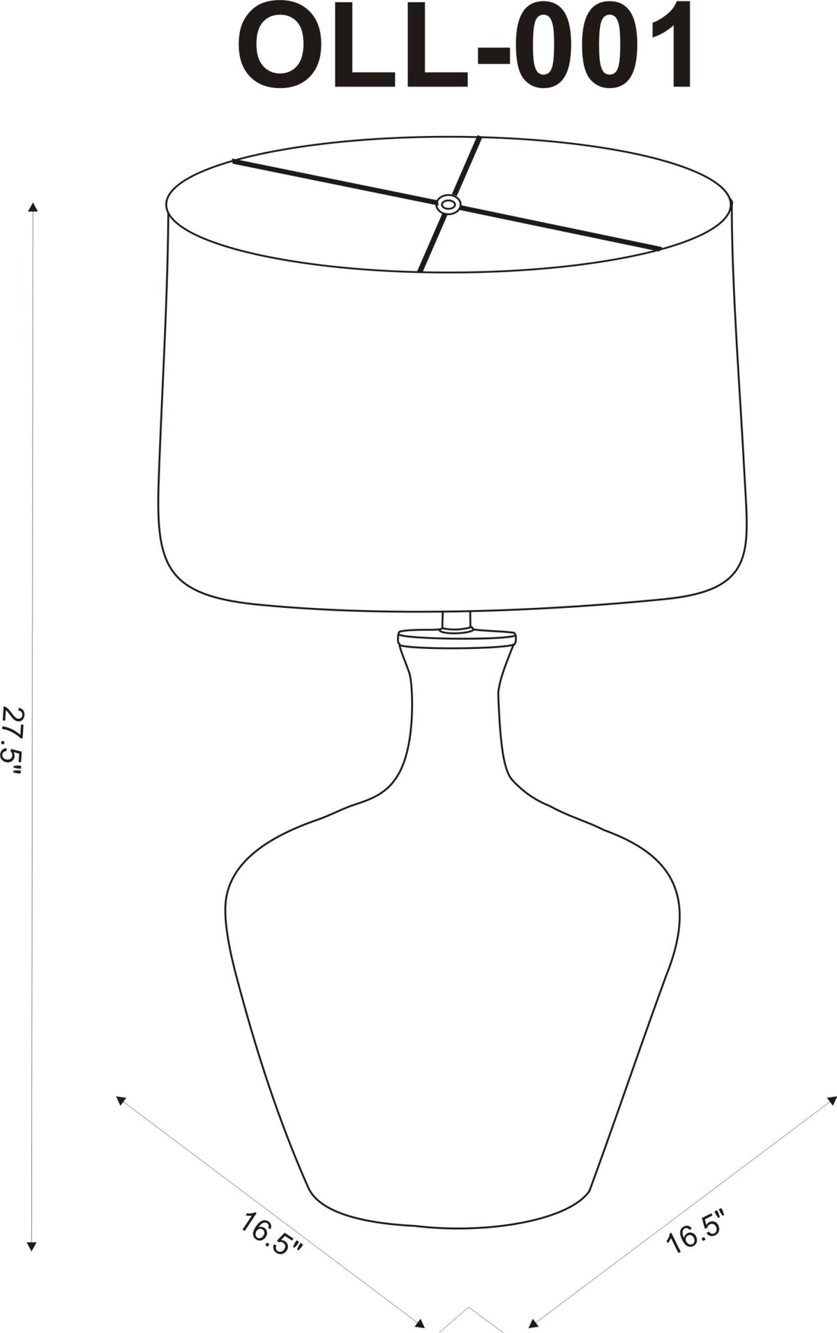 Ollie Table Lamp, dimensions - Starboard Lane