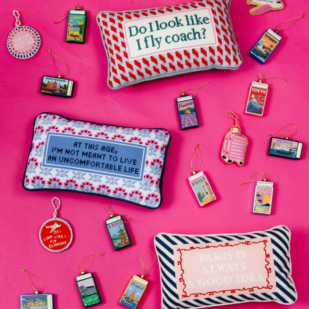 Paris Needlepoint Pillow, styled - Starboard Lane