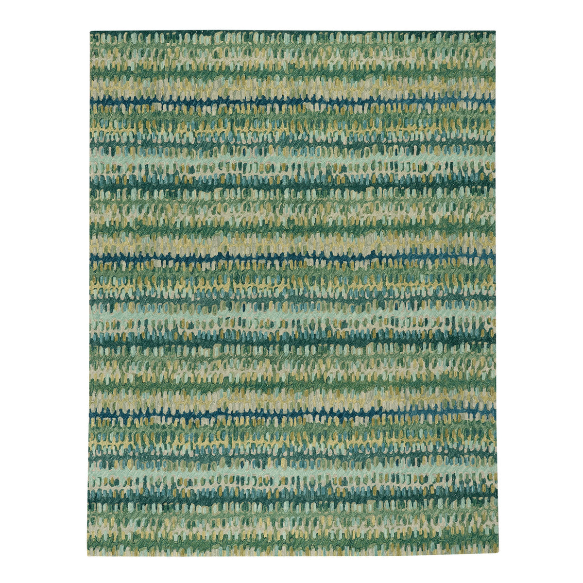 Paint Chip Hooked Wool Rug, Moss, styled in a room - Starboard Lane