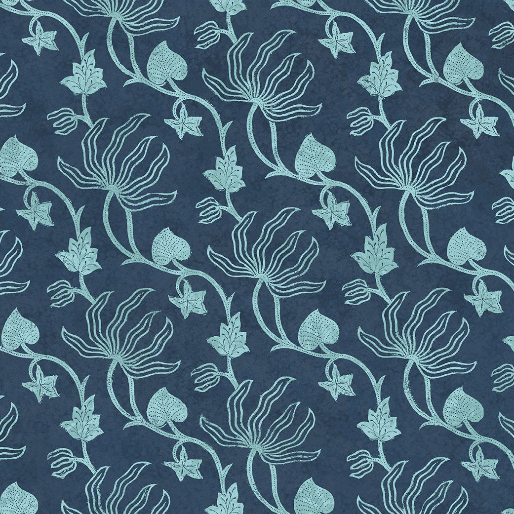 Orchid Vine Fabric - Atlantic, detail - Starboard Lane