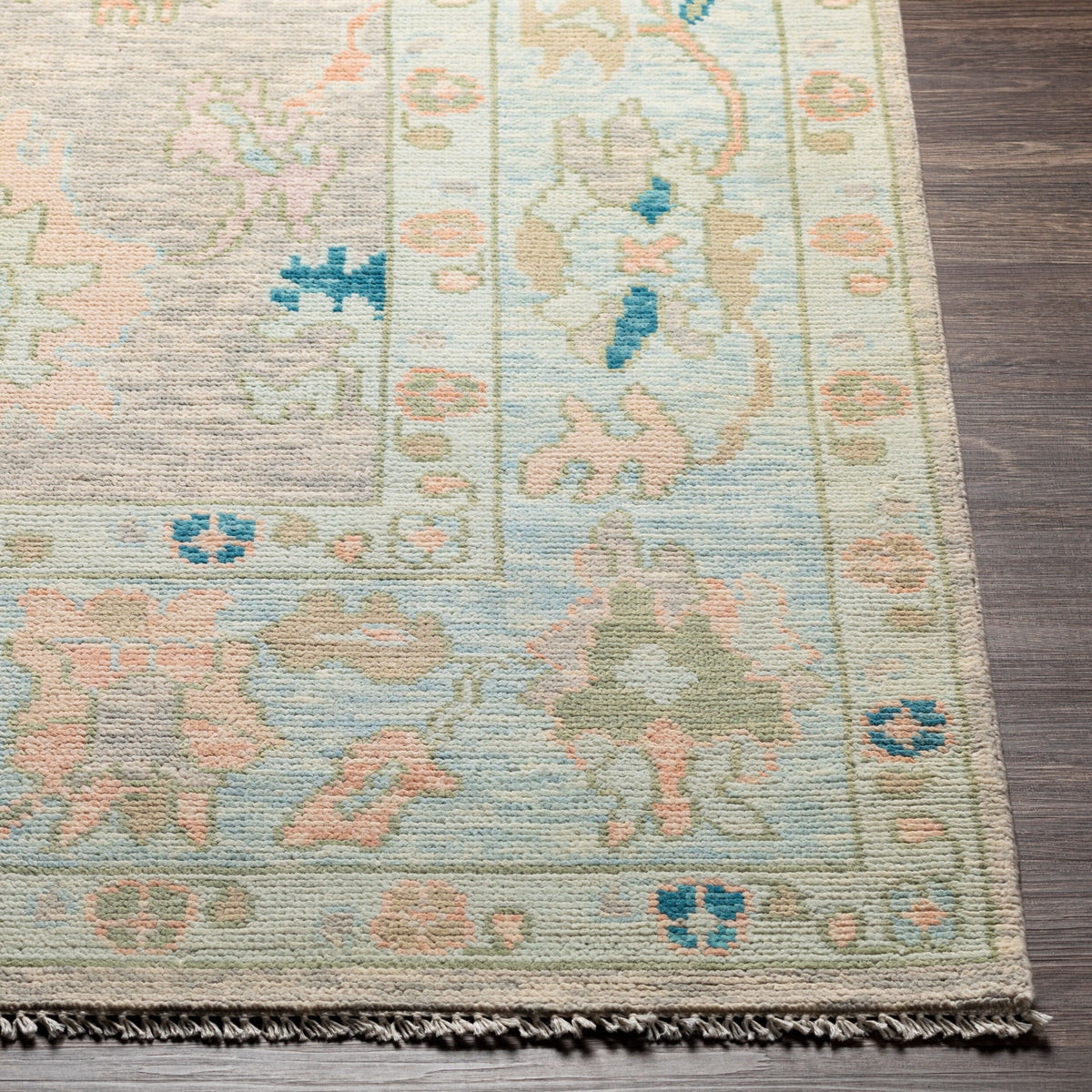 Ushak Hand-Knotted Wool Rug, detail - Starboard Lane