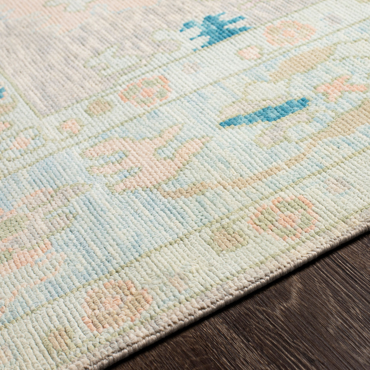 Ushak Hand-Knotted Wool Rug, detail - Starboard Lane