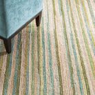 Francisco Handwoven Cotton Rug - Green, styled in a room - Starboard Lane