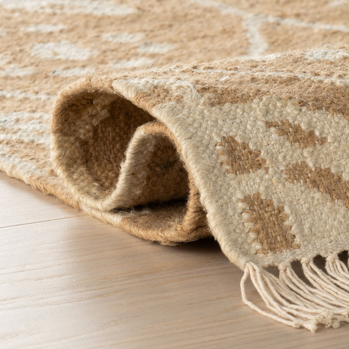 Odette Jute Rug - Natural, styled in a room - Starboard Lane