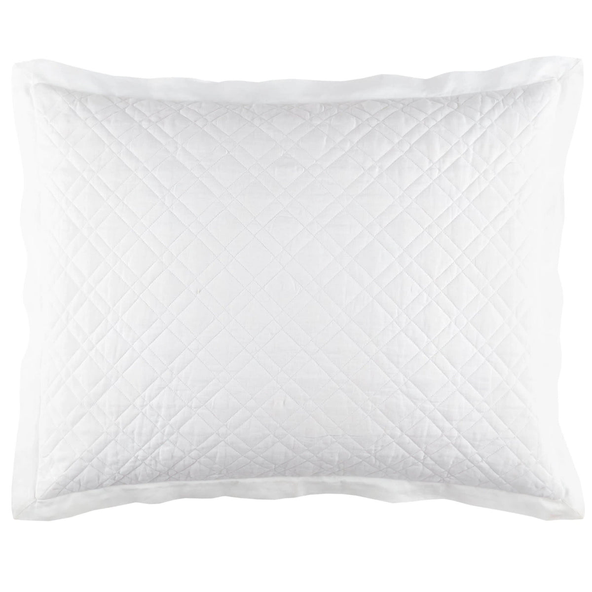Washed Linen Quilted Sham, White - Starboard Lane