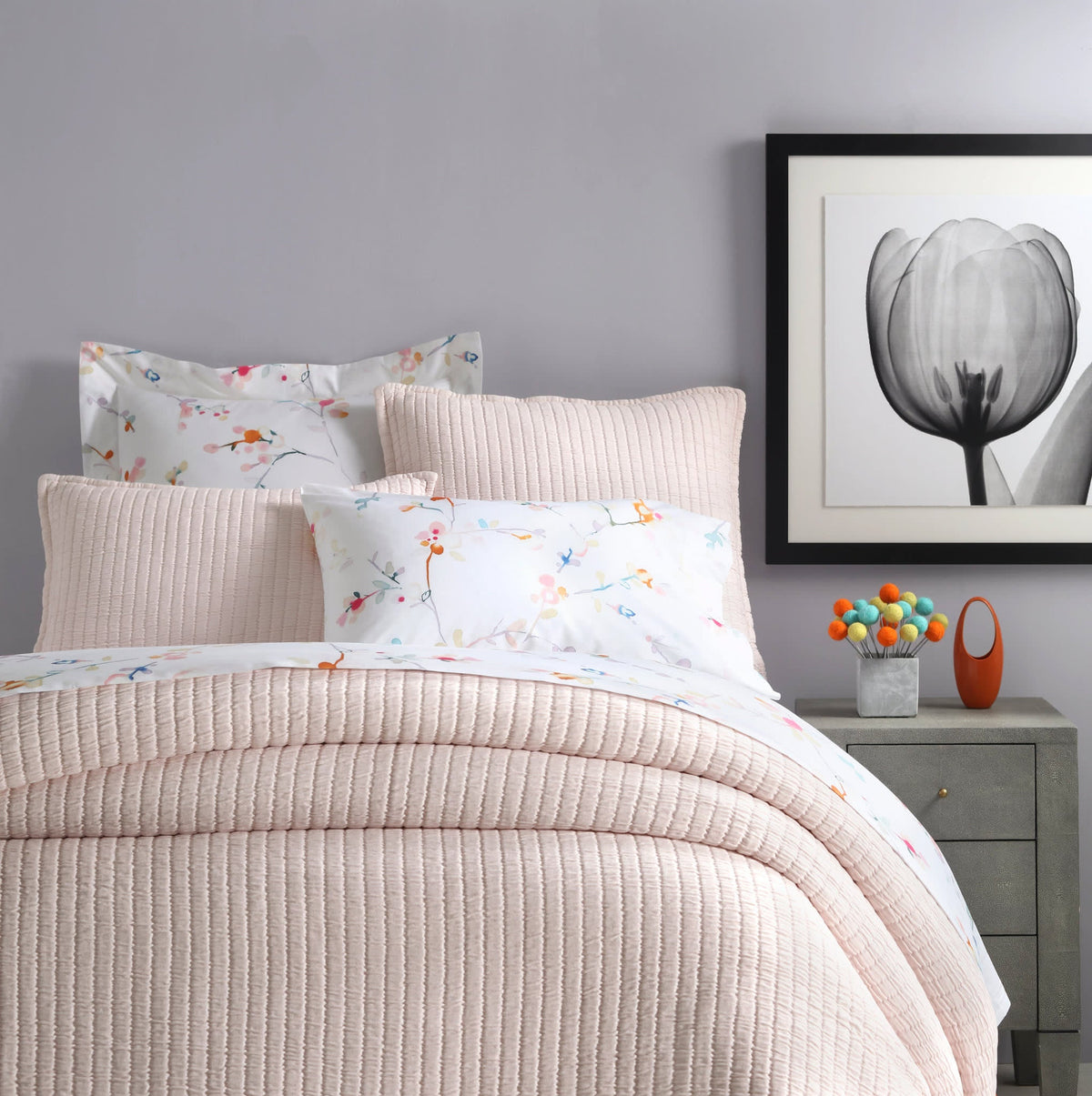 Boyfriend Matelasse Coverlet, Slipper Pink - Starboard Lane