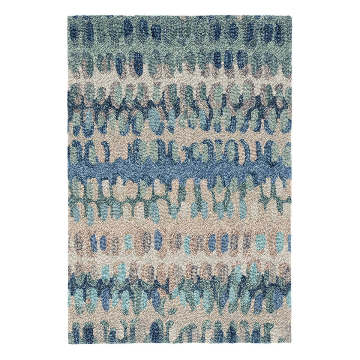 Paint Chip Hooked Wool Rug, Blue - Starboard Lane