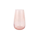 Francesca High Ball - Blush, mouthblown blush glass with optic ribbing