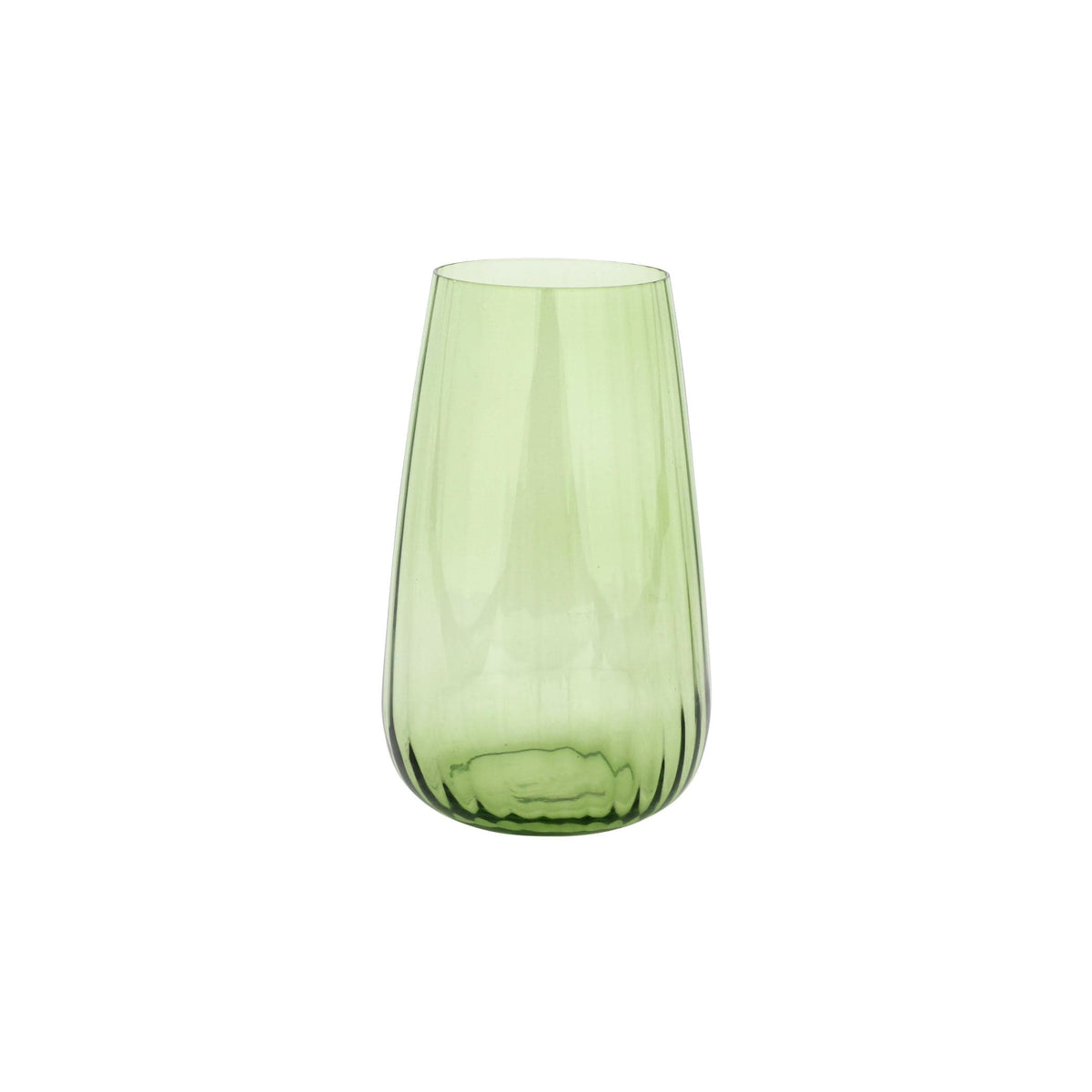 Francesca High Ball - Green, mouthblown green glass with optic ribbing