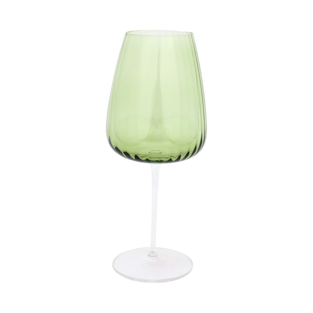 Francesca Water Glass - Green, mouthblown green glass with optic ribbing