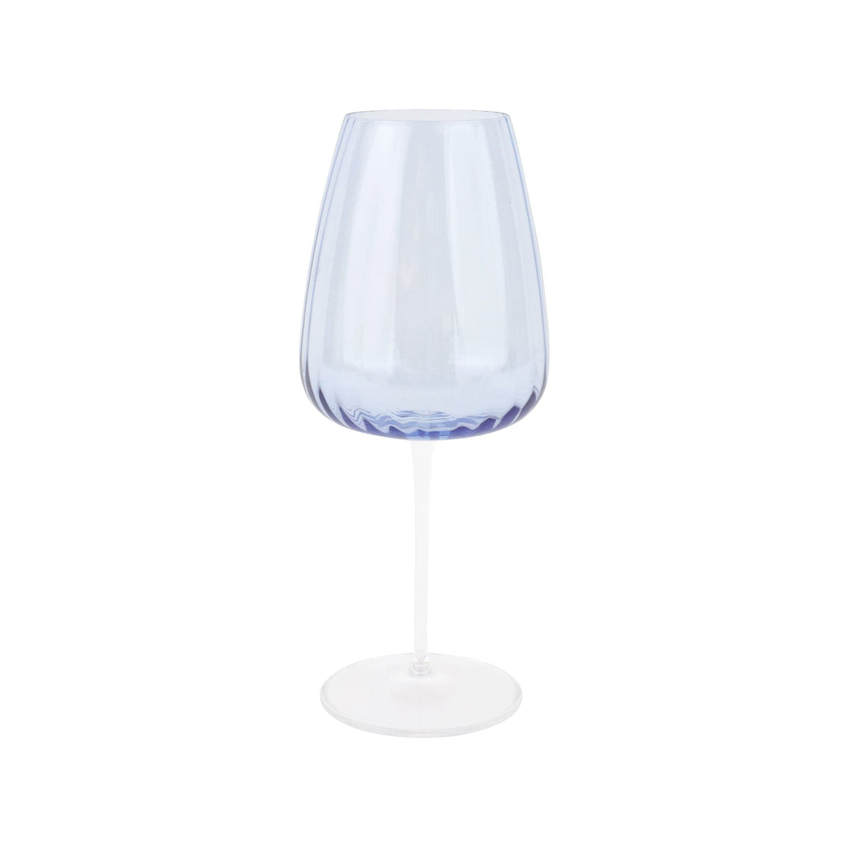 Francesca Wine Glass - Light Blue, mouthblown light blue glass with optic ribbing