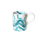 Lido Aqua Mug, white Italian earthenware hand painted with a teal seashell