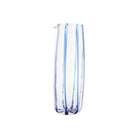 Nuovo Stripe Blue Pitcher, mouthblown glass with painterly blue stripes