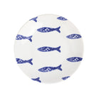 Santorini Minnows Pasta Bowl, hand-painted little blue minnows swimming across white