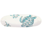 Tartaruga Long Oval Platter, hand-painted aqua and taupe sea turtle