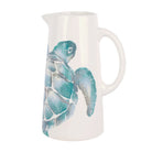 Tartaruga Medium Pitcher, hand-painted aqua and taupe sea turtle