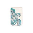 Tartaruga Utensil Holder, hand-painted aqua and taupe sea turtle