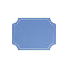 Tessuti Cornflower Blue Rectangular Placemats with White Stitching - Set of 4, linen with white stitching