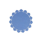 Tessuti Cornflower Blue Round Placemats with White Stitching - Set of 4, linen with white stitching