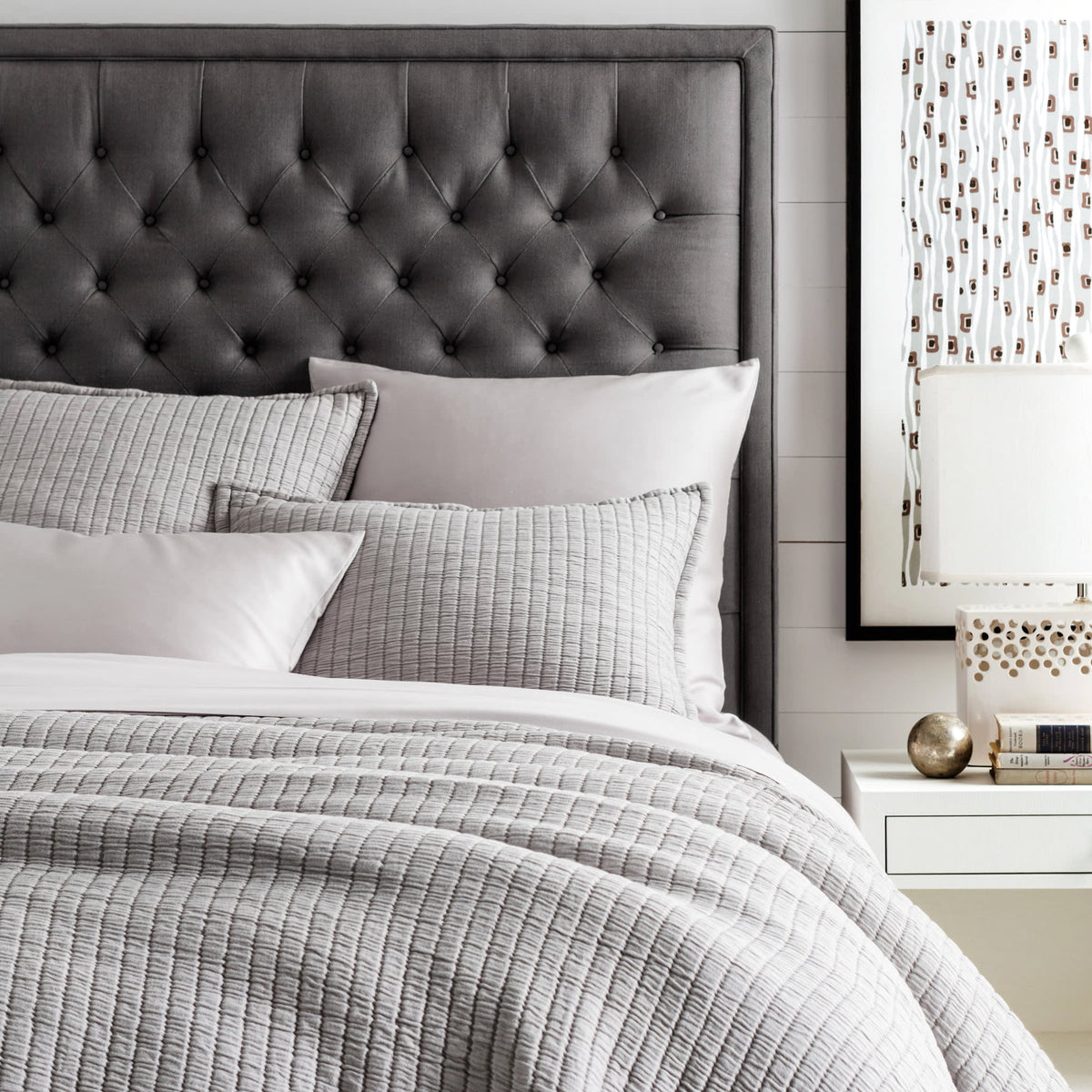 Boyfriend Matelasse Coverlet, Grey - Starboard Lane