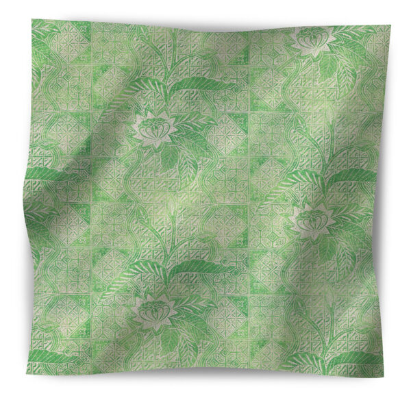 Ti Punch fabric swatch, green floral trellis print