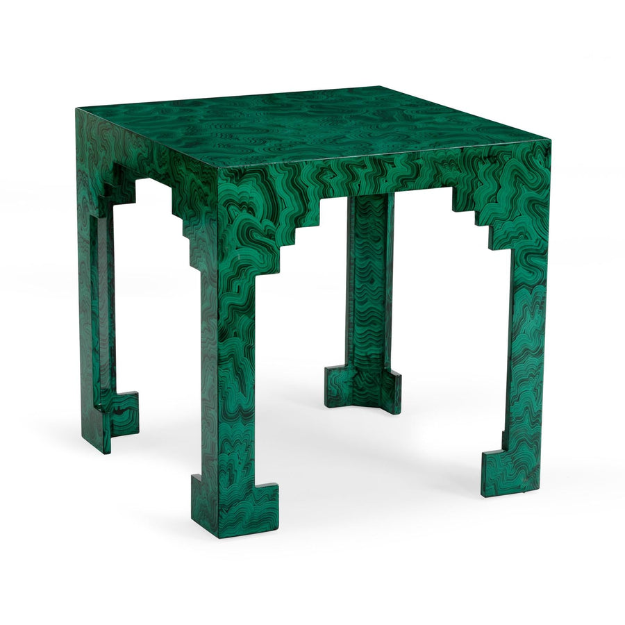 Malachite Cut Corner Table, angled view - Starboard Lane