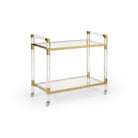 Acrylic Bar Cart - Brass, angled view - Starboard Lane