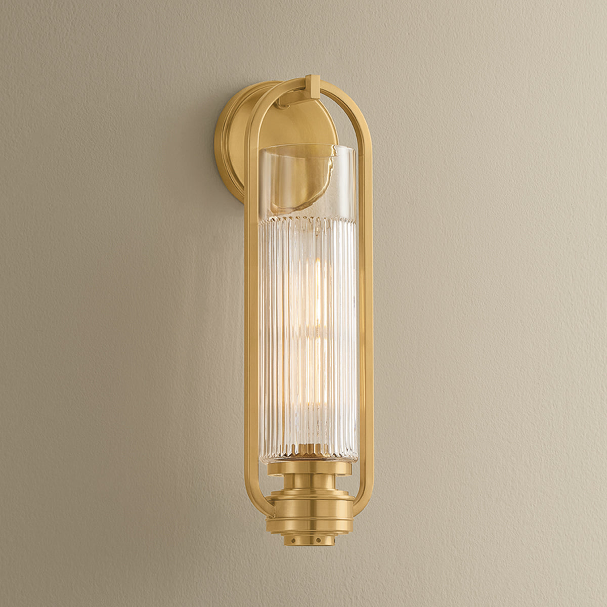 Binnewater Wall Sconce, Aged Brass, styled view - Starboard Lane