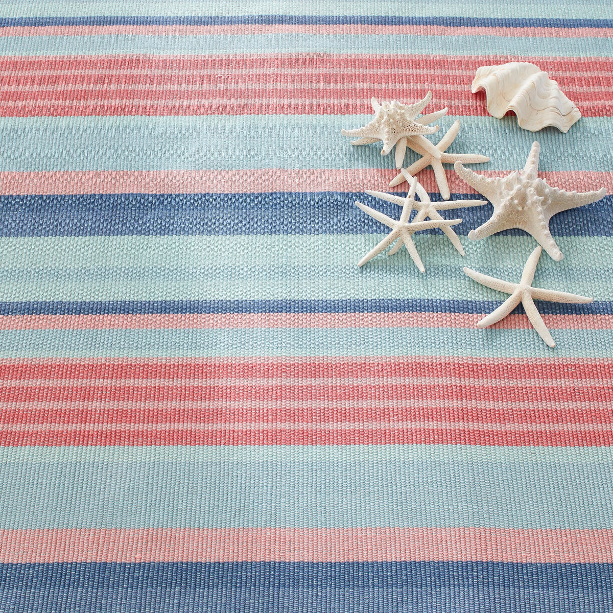 Aruba Stripe Handwoven Cotton Rug, detail - Starboard Lane
