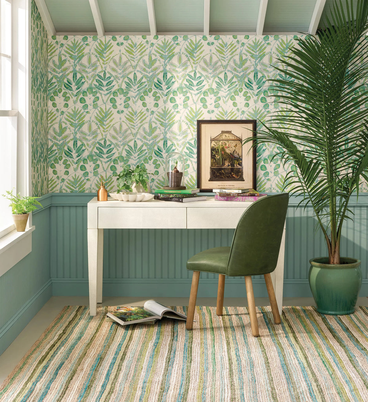 Francisco Handwoven Cotton Rug - Green, detail - Starboard Lane