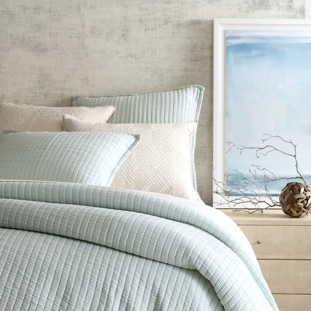 Boyfriend Matelasse Coverlet, Sky - Starboard Lane