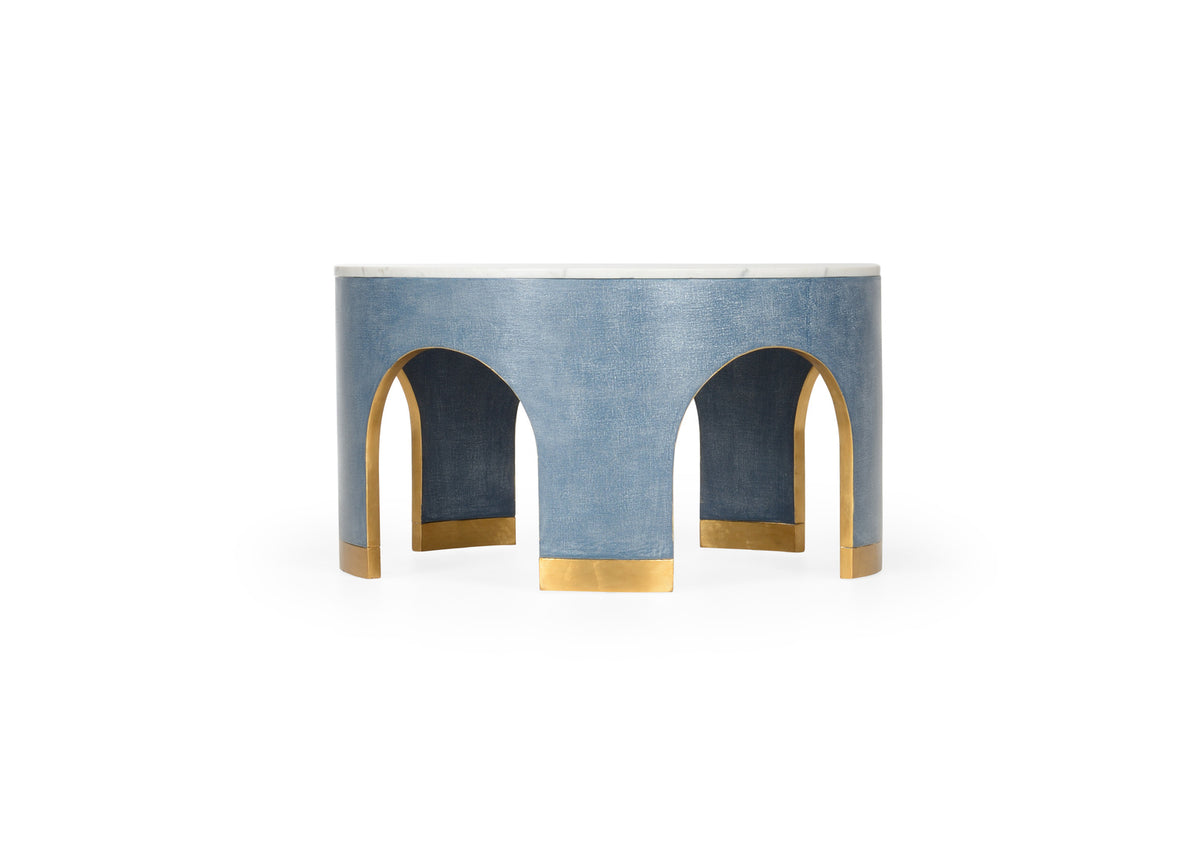 Aqueduct Cocktail Table - Blue, front view - Starboard Lane