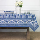 Bohemian Floral Azure Blue & Aqua Tablecloth - Starboard Lane