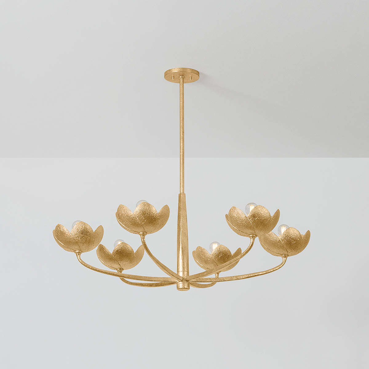 Arcata Chandelier, Vintage Gold Leaf, styled view - Starboard Lane