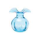 Hibiscus Glass Aqua Bud Vase, mouthblown glass with a flared hibiscus-petal rim