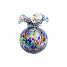 Hibiscus Glass Carnevale Bud Vase, mouthblown glass with a flared hibiscus-petal rim
