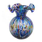 Hibiscus Glass Carnevale Medium Fluted Vase, mouthblown glass with a flared hibiscus-petal rim