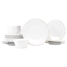 Lastra Sixteen-Piece Place Setting, white Italian stoneware with a rustic edge