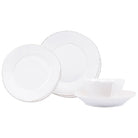 Lastra Four-Piece Place Setting, white Italian stoneware with a rustic edge