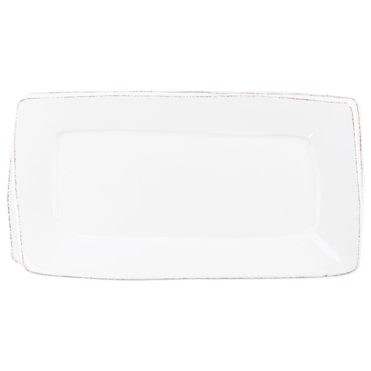 Lastra White Rectangular Platter, white Italian stoneware with a rustic edge