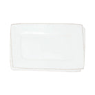 Lastra White Small Rectangular Tray, white Italian stoneware with a rustic edge