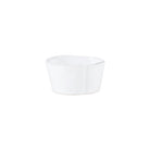 Lastra Condiment Bowl, white Italian stoneware with a rustic edge