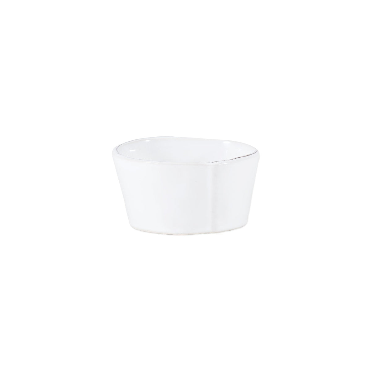 Lastra Condiment Bowl, white Italian stoneware with a rustic edge